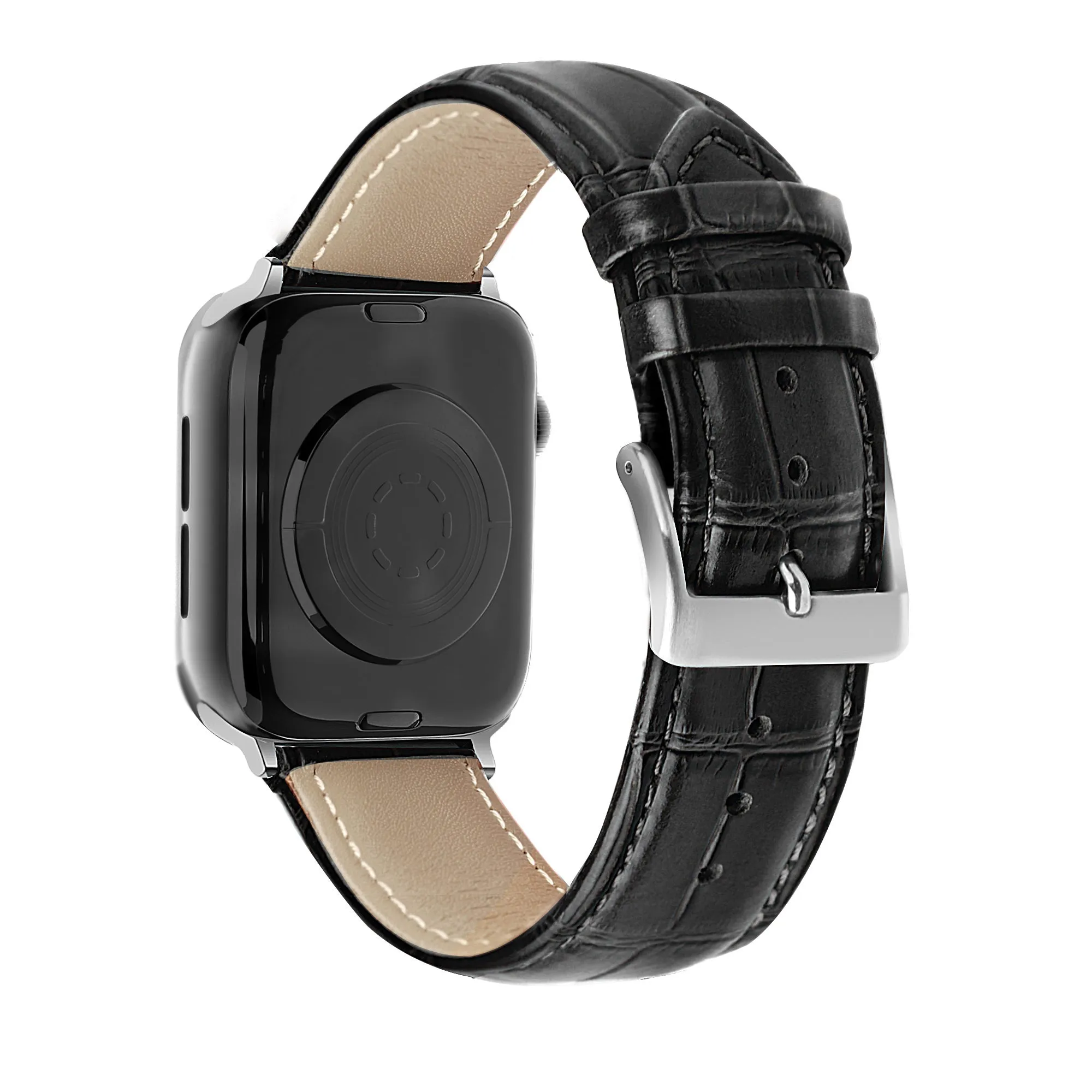 Apple Watch Leather Strap Crocodile Grain (Black) Elegant Minimal Style