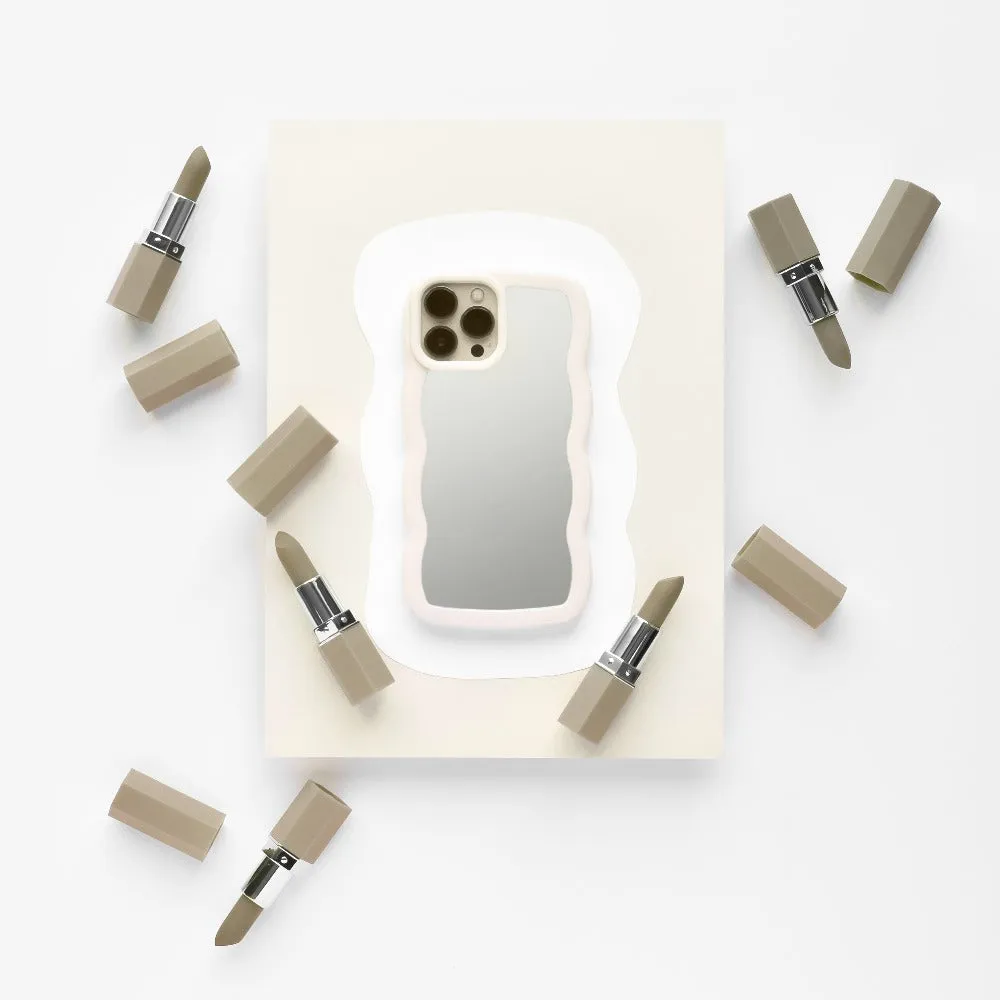 Curvy Mirror Phone Case - Cream Futuristic style Slim Edge