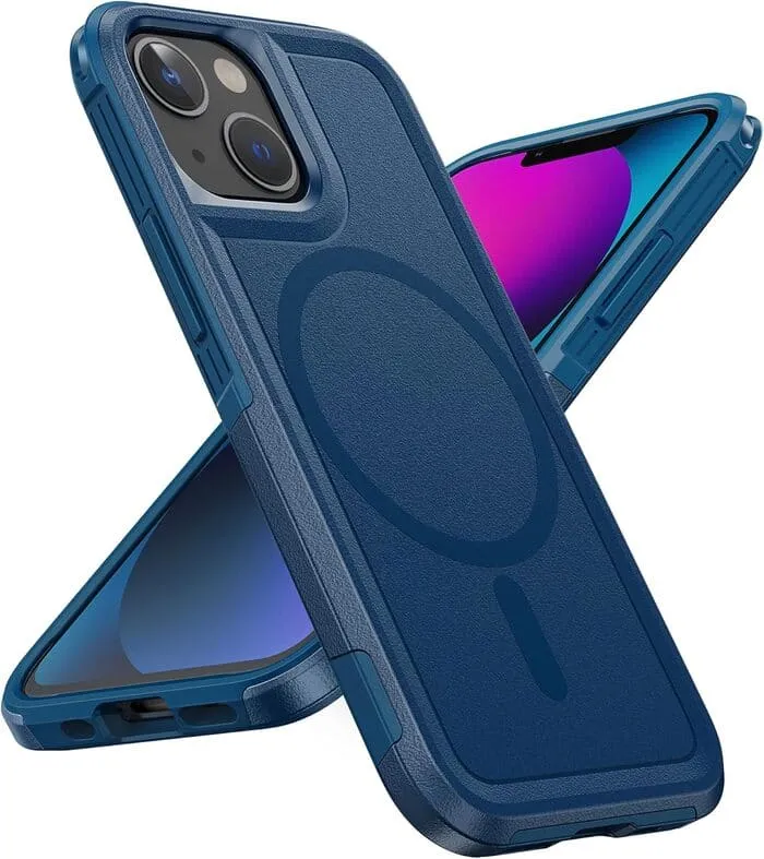 iPhone 12 Mini 13 Mini Phone Case Magnetic Dual Layer Military Grade Drop Shockproof Protection Elegant Layer Texture Transparent Edge