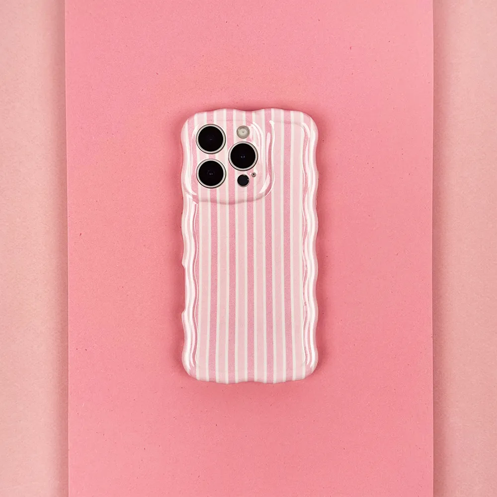 Shock Resistant Ultra Slim Wavy Phone Case - Powder Stripe