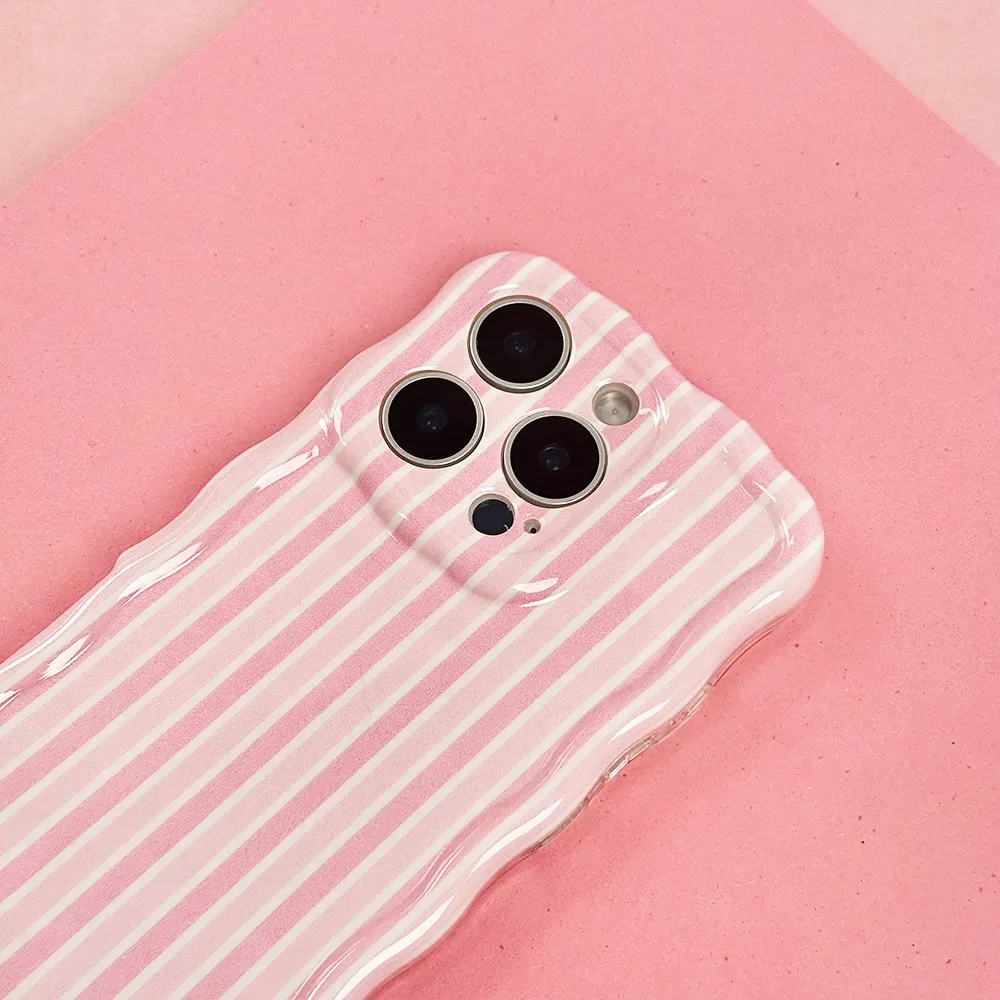 Premium Touch Pocket Size Wavy Phone Case - Powder Stripe