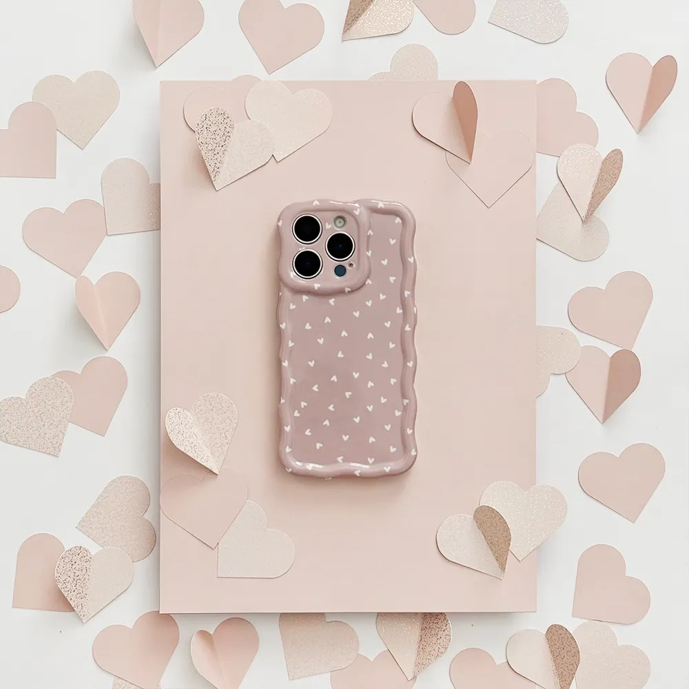 Slim Texture Refined Craftsmanship Wavy Phone Case - Chai Hearts