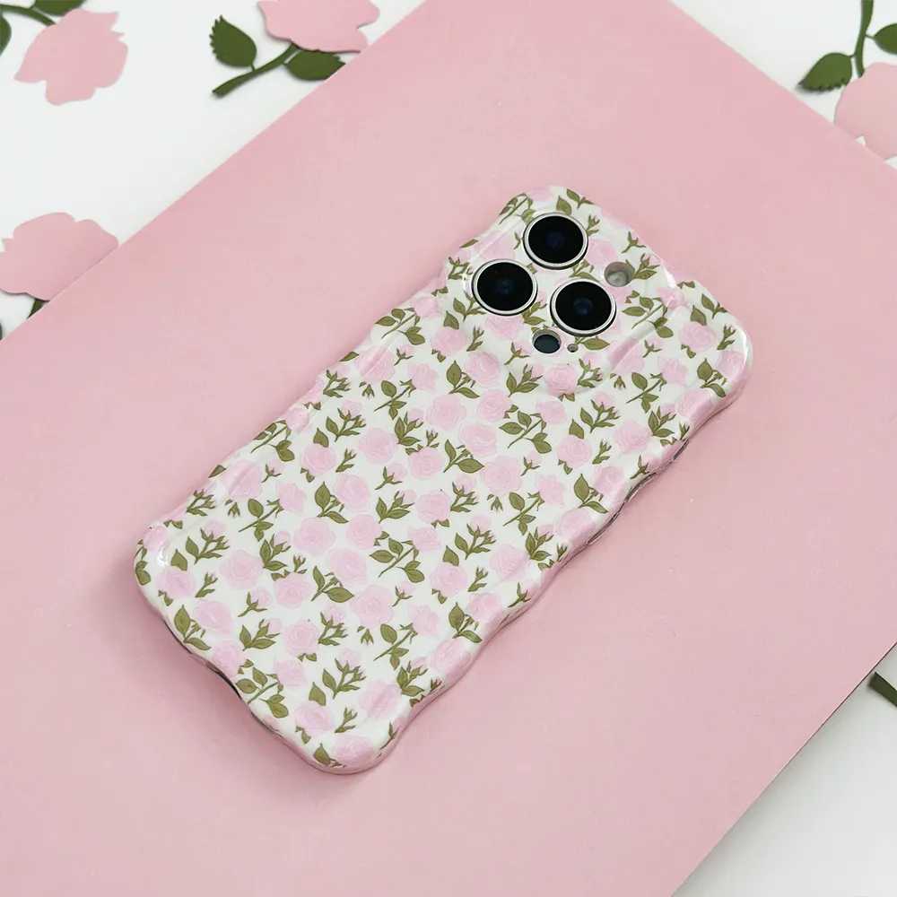 Wavy Phone Case - Buy Me Roses Baby Pink Clear Design Smart Accessory