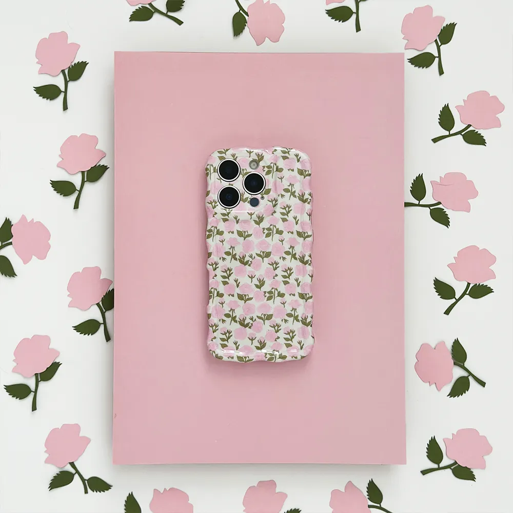 Wavy Phone Case - Buy Me Roses Baby Pink Comfort Edge