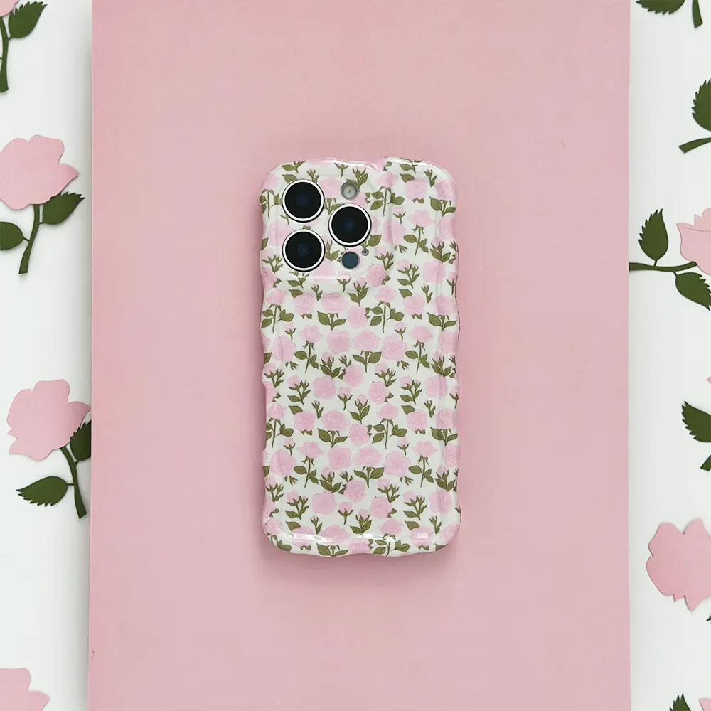 Wavy Phone Case - Buy Me Roses Baby Pink Smooth Surface Layer Smooth Surface