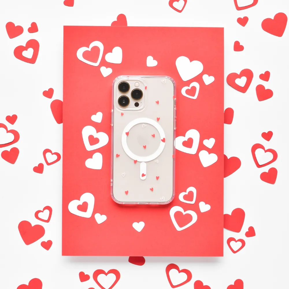 Clear MagSafe? Phone Case - Cute Hearts Rugged Edge Texture Modern Accessory
