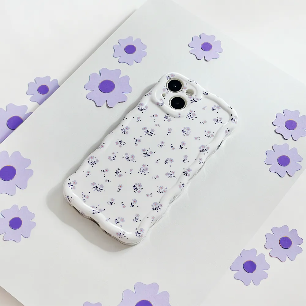 Daily Durability Stylish Shape Wavy Phone Case - Ditsy Floral Periwinkle