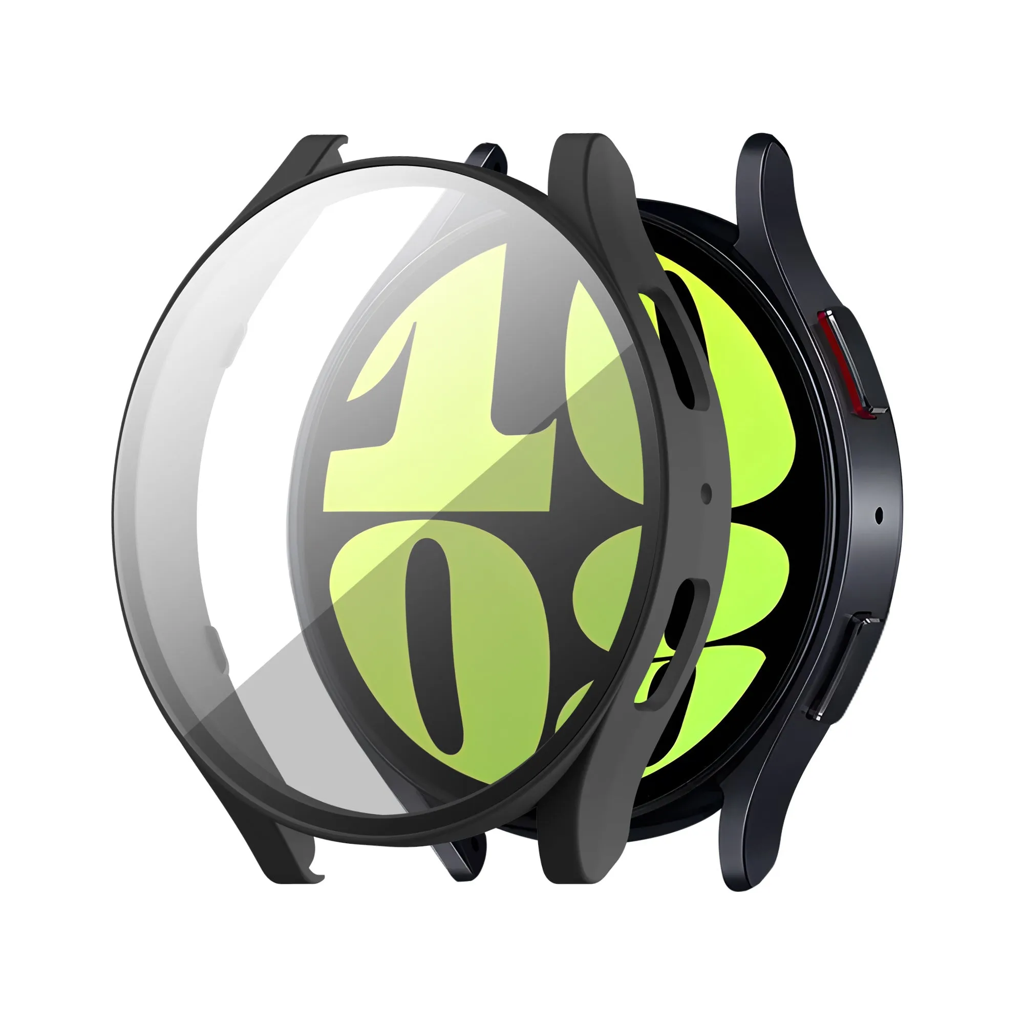 Samsung Galaxy Watch 6 44mm PC Hard Case with Glass (Black) Minimalist Design