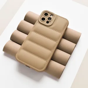 Quilted Phone Case - Brown Gloss Finish