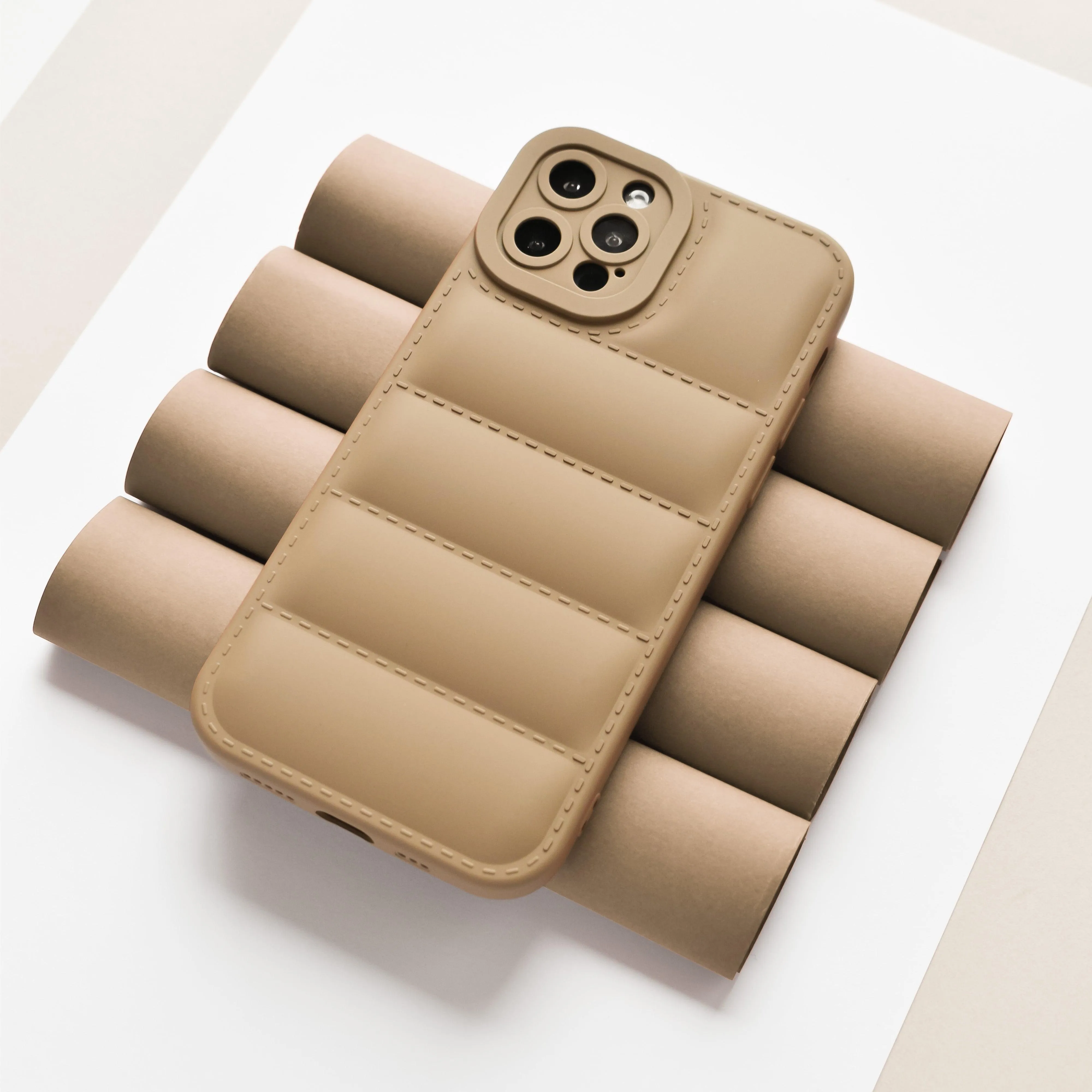 Quilted Phone Case - Brown Gloss Finish
