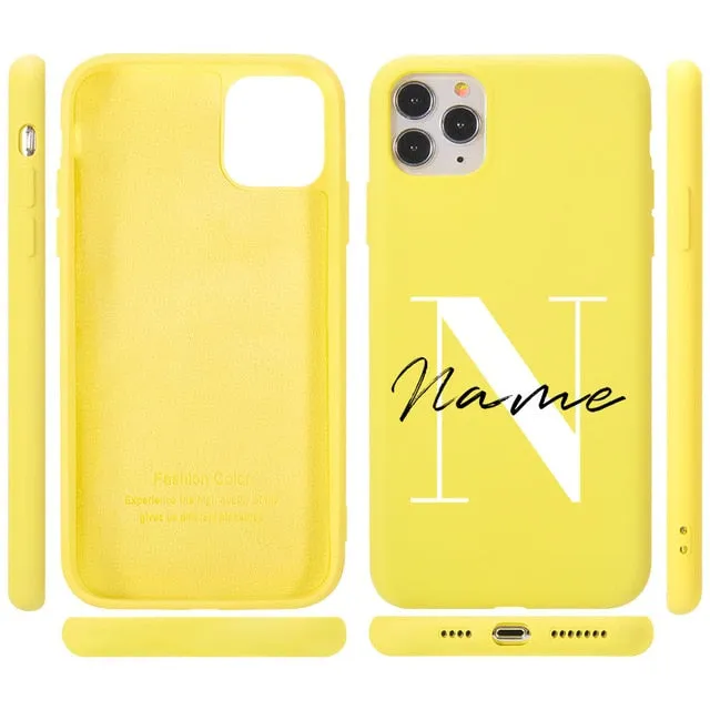 Outdoor Use Soft Layer Custom Capital Letter & Name Silicone Phone Case For iPhone