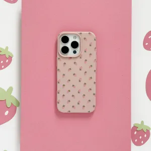 Ditsy Strawberries Phone Case - Powder Pink Minimal Texture