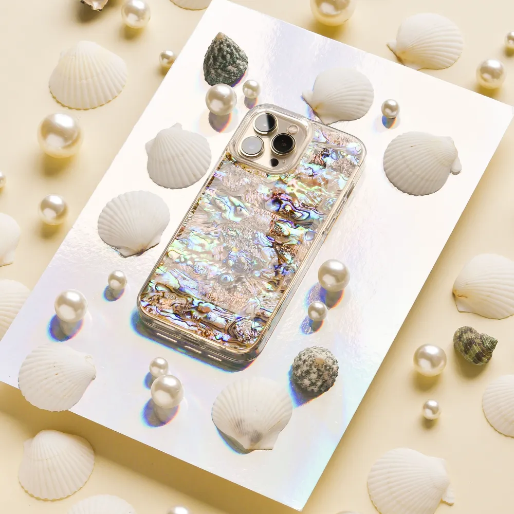 Polished Layer Real Natural Shell Phone Case - Black