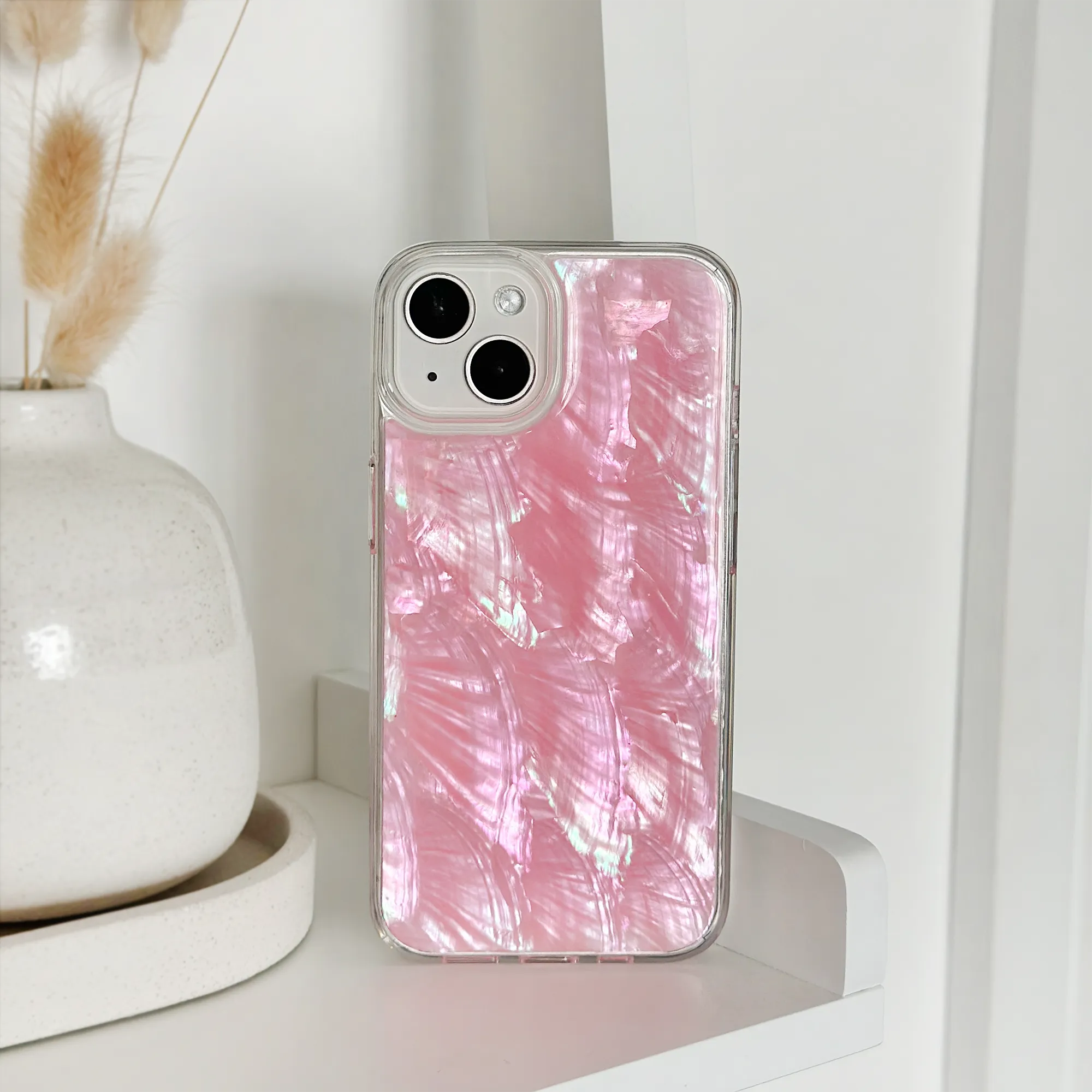 Real Natural Shell Phone Case - Pink Durable Texture Soft Finish Texture