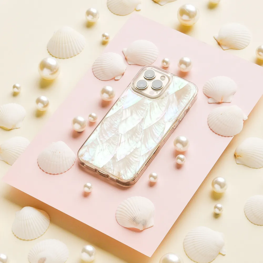 Stylish Touch Real Natural Shell Phone Case - White