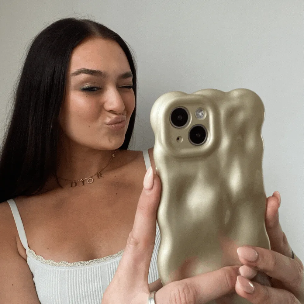 3D Pearl Phone Case - Gold Refined Look Protective Form