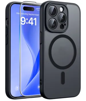 Minimal Cover FNTCASE for iPhone 14 Pro Max Case: Strong Magnetic Translucent Matte Slim Shockproof Protective Drop Full Protection Phone Cover