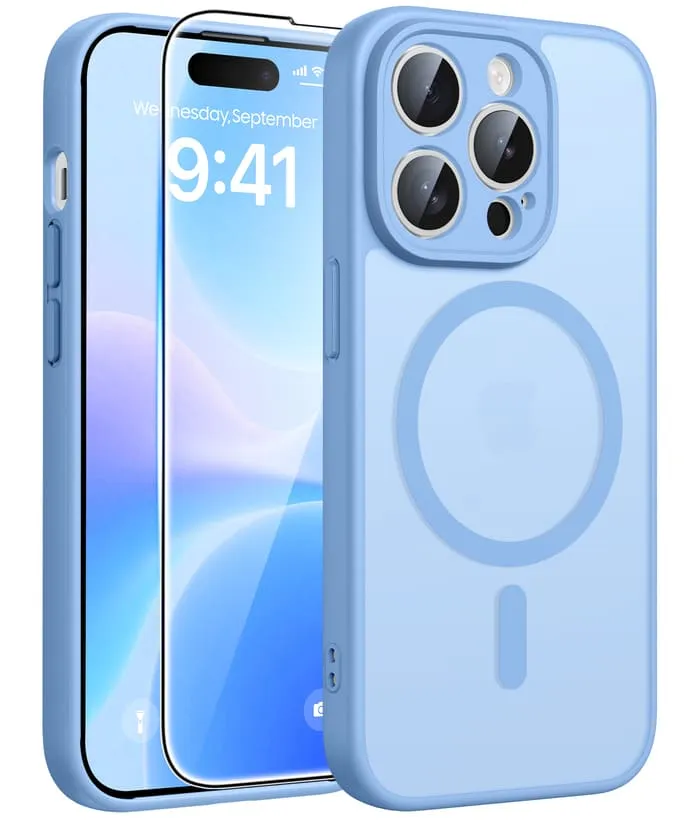 FNTCASE for iPhone 14 Pro Max Case: Strong Magnetic Translucent Matte Slim Shockproof Protective Drop Full Protection Phone Cover Premium Pattern Design Lightweight Frame