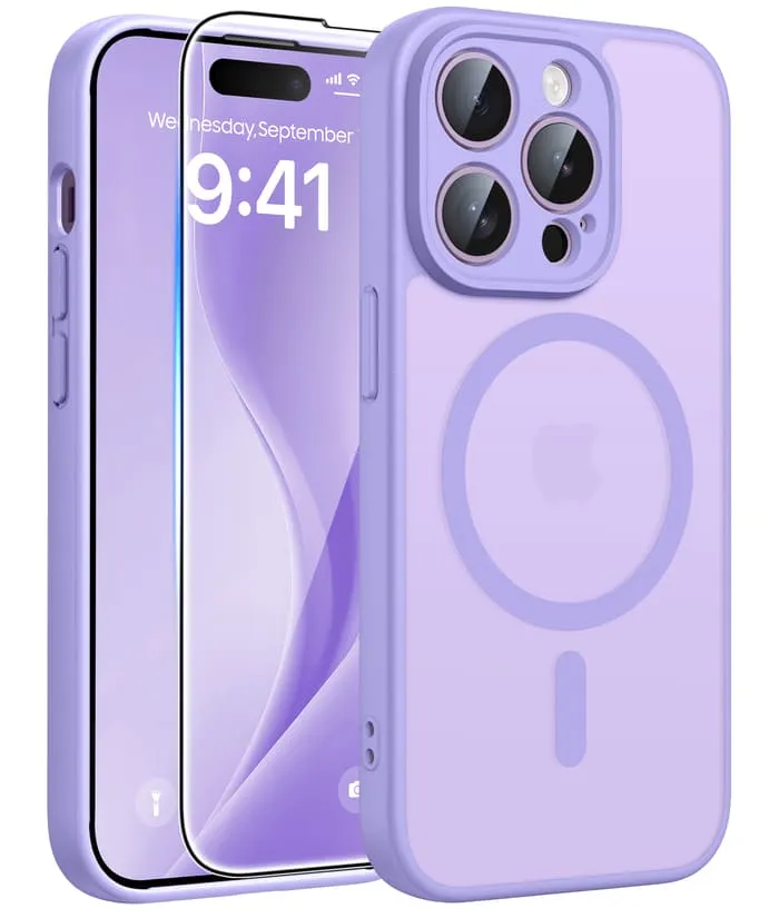 Premium Texture Layer Matte Texture Design FNTCASE for iPhone 14 Pro Max Case: Strong Magnetic Translucent Matte Slim Shockproof Protective Drop Full Protection Phone Cover