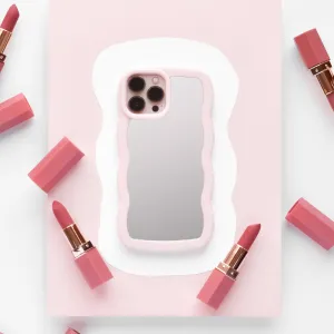 Stylish Detailing Curvy Mirror Phone Case - Pink