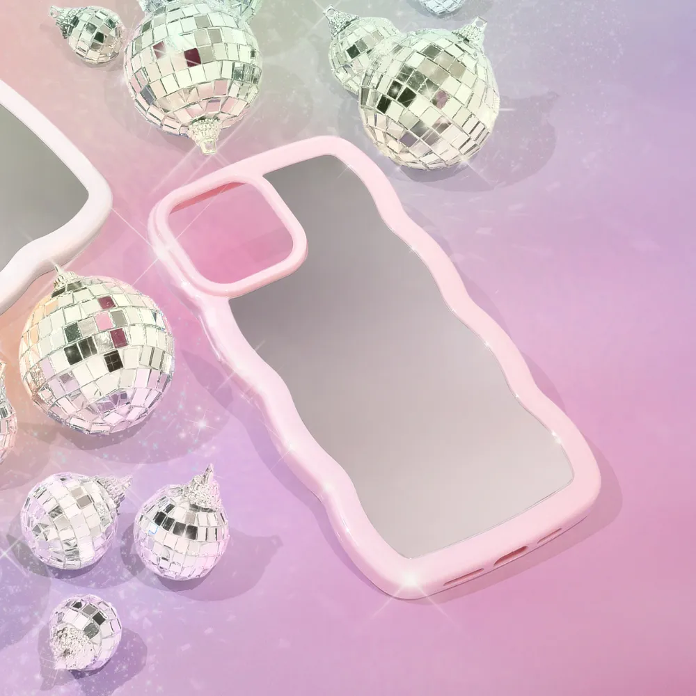 Curvy Mirror Phone Case - Pink Trendy Accessory Daily Essential