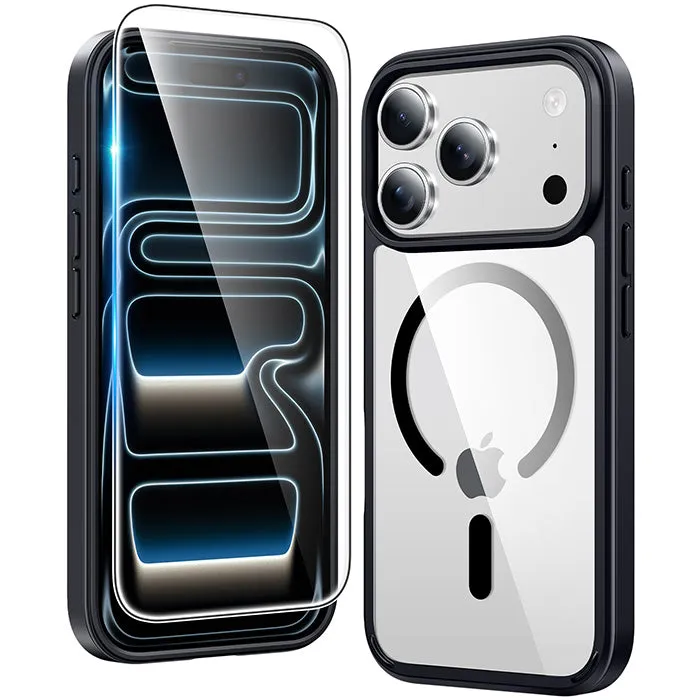 FNTCASE For iPhone 17 Pro Max 6.9 inch Clear Case: Magnetic Charging Shockproof Magsafe Support metal frame Minimal Texture