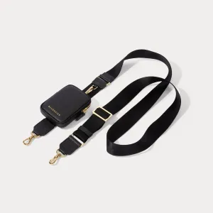 Bodie Crossbody Strap Only with Mini Zip Pouch - Black/Gold Premium Texture