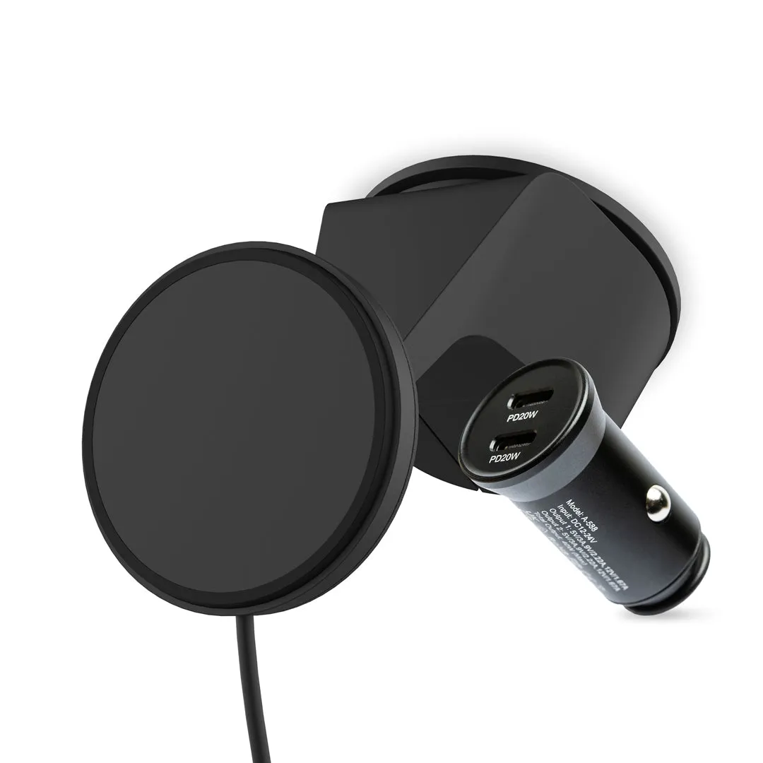 Secure Desk Cradle Charging Suction Mount with Car Adaptor