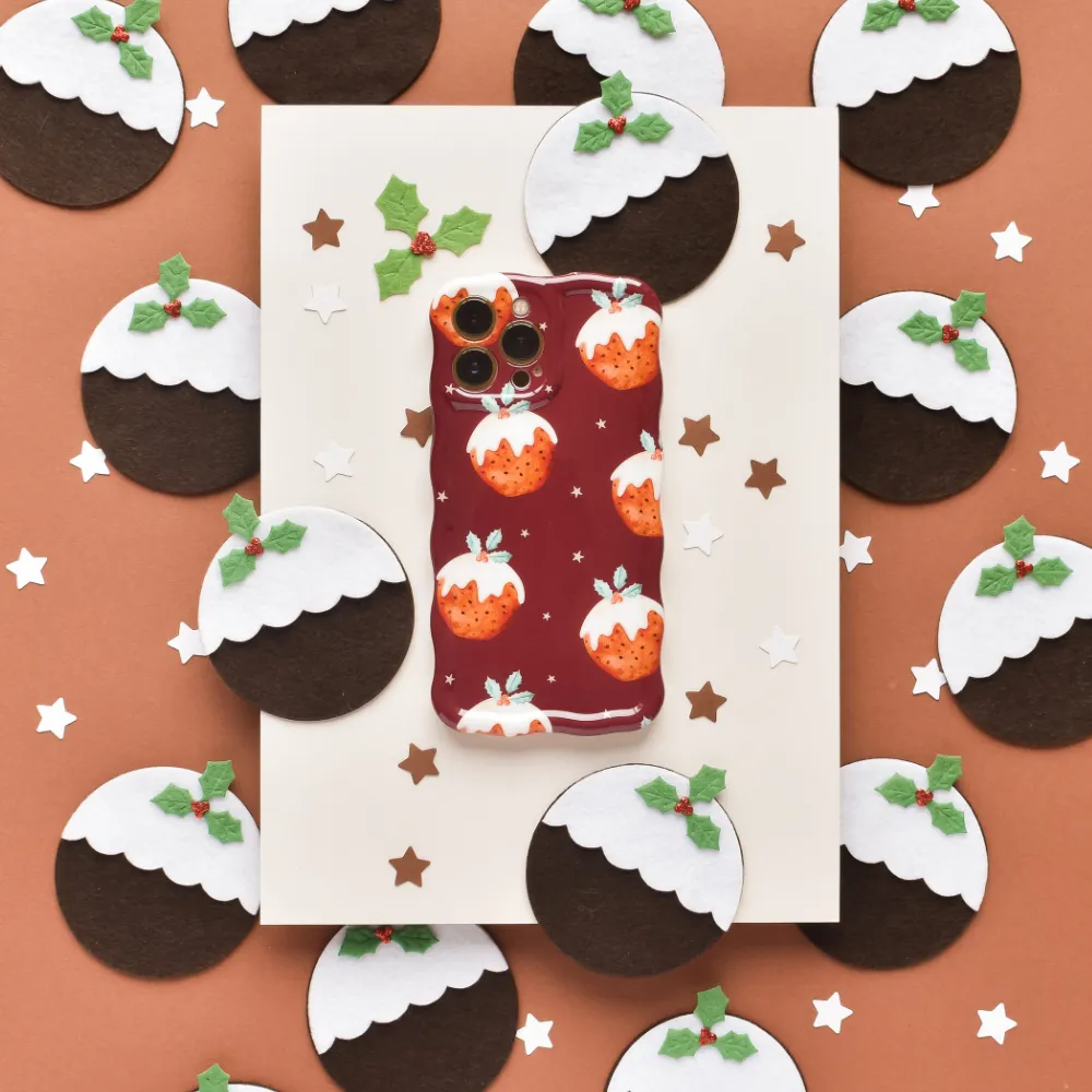 Functional Design Wavy Phone Case - Christmas Pudding