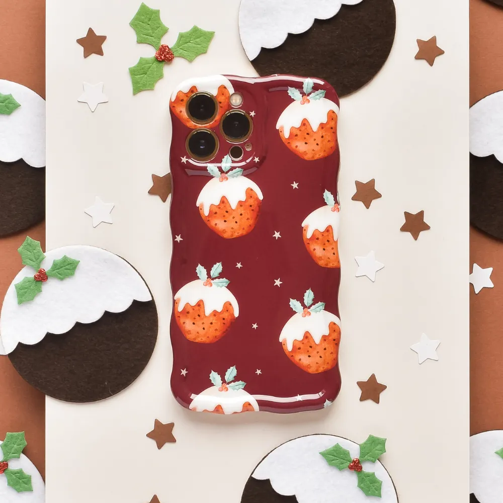 Comfort Use Impact Guard Wavy Phone Case - Christmas Pudding