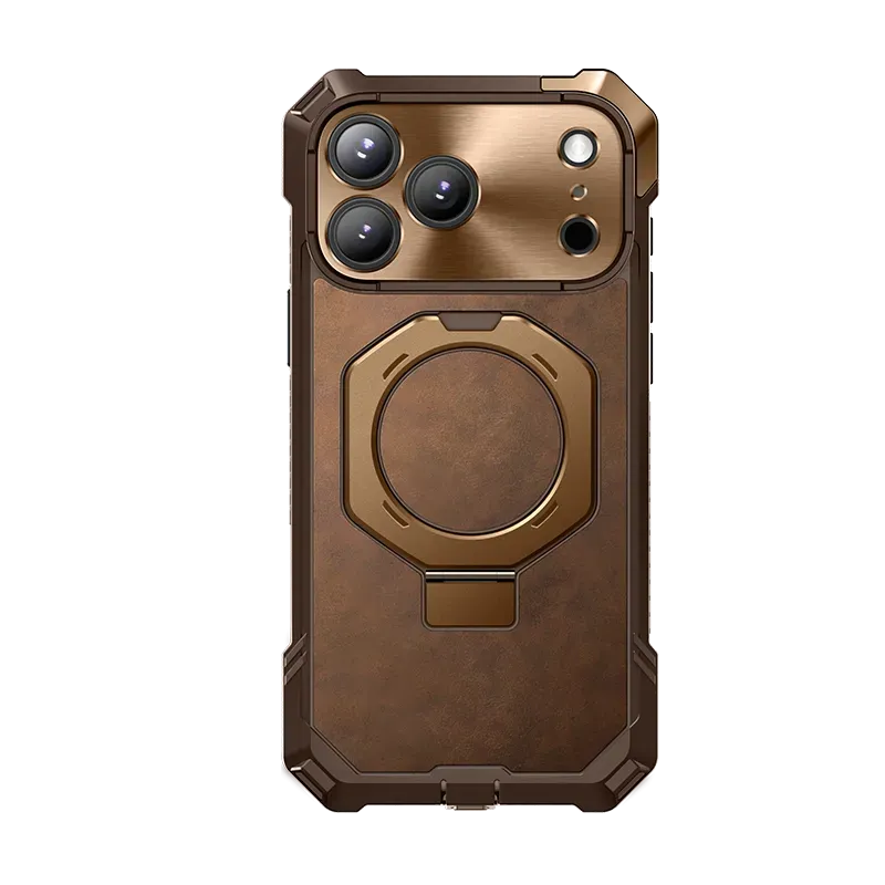 Light Finish Slim Fitment UB GRIP Series iPhone 17 Pro Max Premium Leather Phone Case - Brown