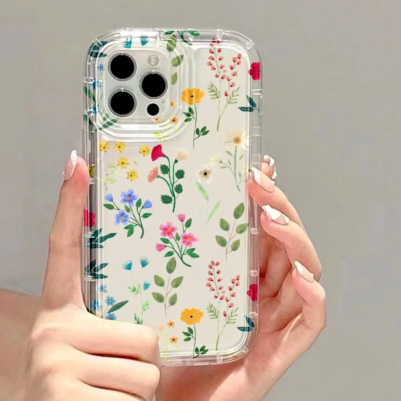 Clear Flowers Pattern Phone Case For iPhone Matte Pattern Design Daily Carry