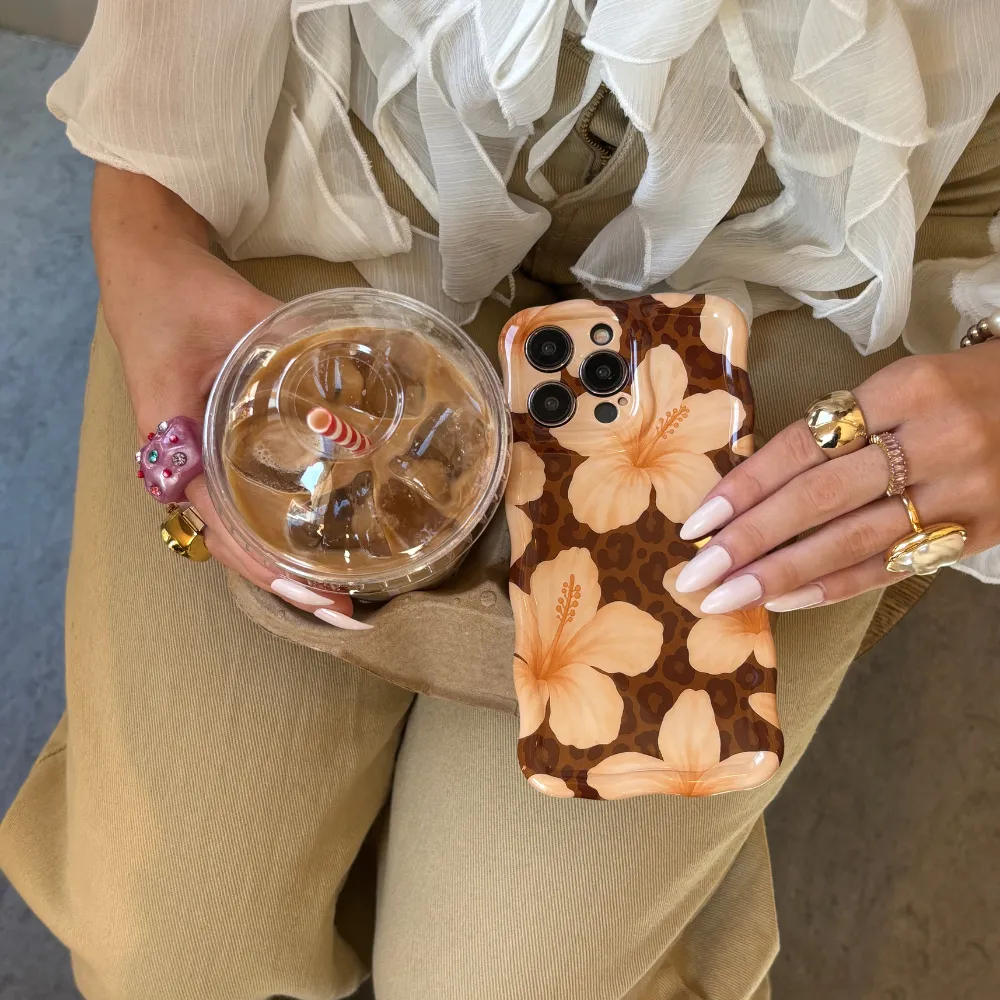 Wavy Phone Case - Safari Bloom Smooth Finish Hybrid Edge Finish