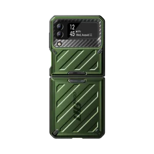 Galaxy Z Flip3 Unicorn Beetle PRO Rugged Case with Belt Clip-Dark Green Magnetic Mount Compatible Luxury Texture Finish