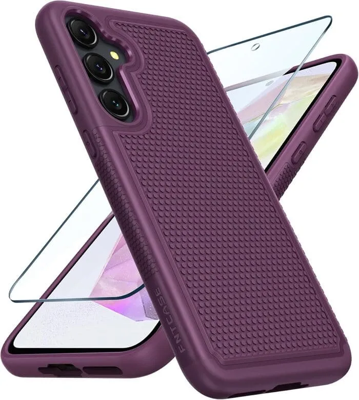Stylish Finish Texture Vivid Pattern Design Samsung Galaxy A55 5G Phone Case: Dual Layer Heavy Duty Protective Cover Shockproof Rugged with Non-Slip Textured Back