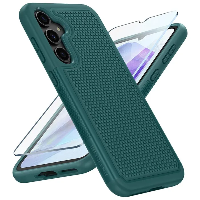 Samsung Galaxy A55 5G Phone Case: Dual Layer Heavy Duty Protective Cover Shockproof Rugged with Non-Slip Textured Back Strong Shell