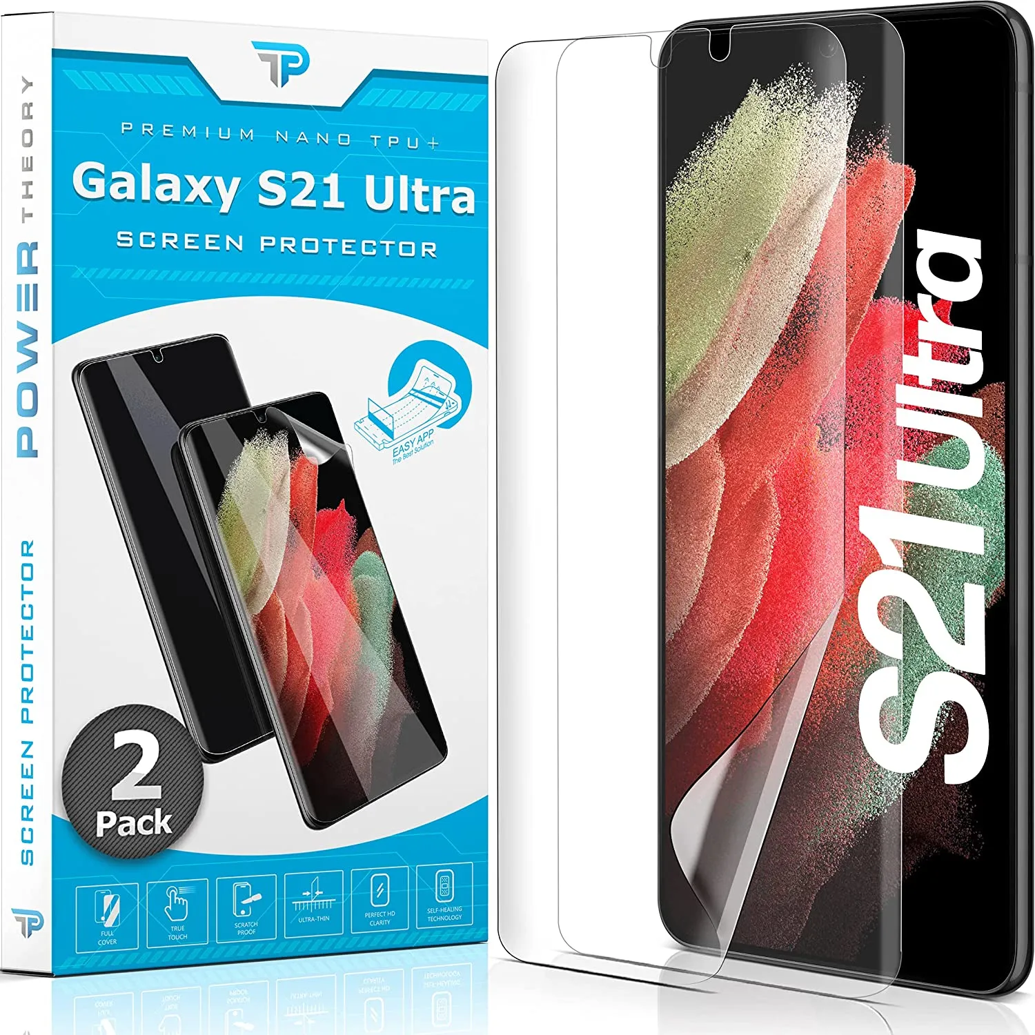 Samsung Galaxy S21 Ultra Anti-Scratch Screen Protector Film [2-Pack] Shock Absorbing