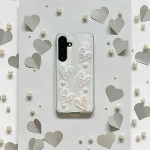 Slim Profiled Sleek Feel Samsung Pearly Hearts Phone Case - Clear