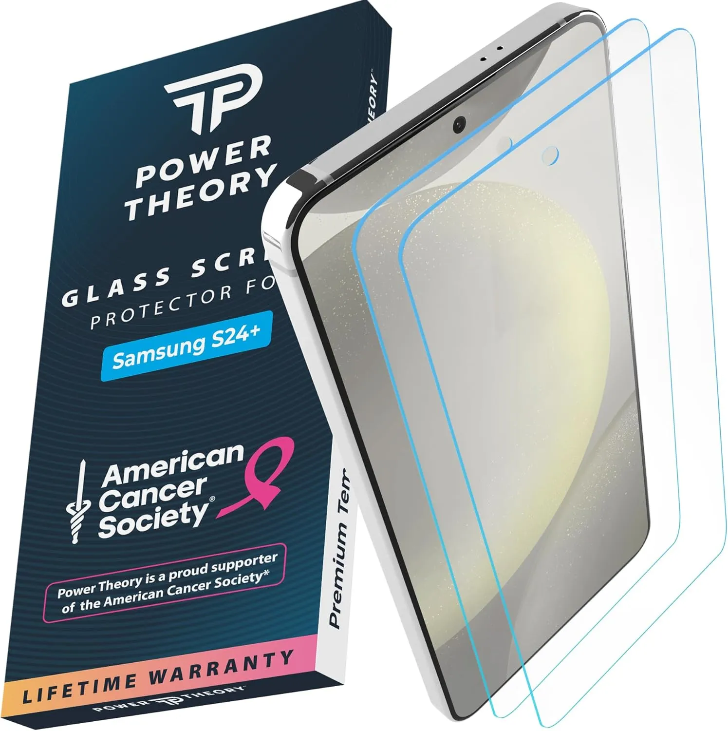 Samsung S24 Plus Tempered Glass Screen Protector Benefitting The American Cancer Society [2-Pack] Anti Glare Film