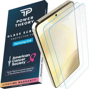 Protective Film Layer Samsung S24 Tempered Glass Screen Protector Benefitting The American Cancer Society [2-Pack]