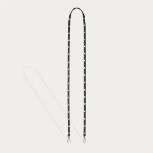 Sarah Pebble Leather Pyramid Stud Strap - Black/Silver Hiking