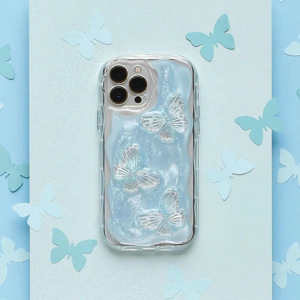 Shimmer Blue Butterflies Phone Case Durable Finish Light Structure