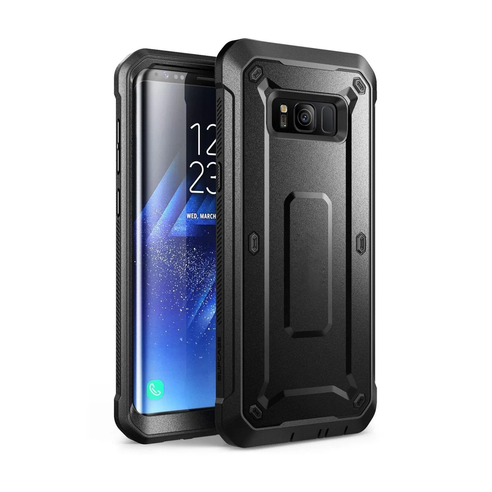 Rugged Edge Texture Galaxy S8 Plus Unicorn Beetle Pro Full Body Holster Case with Screen Protector-Black