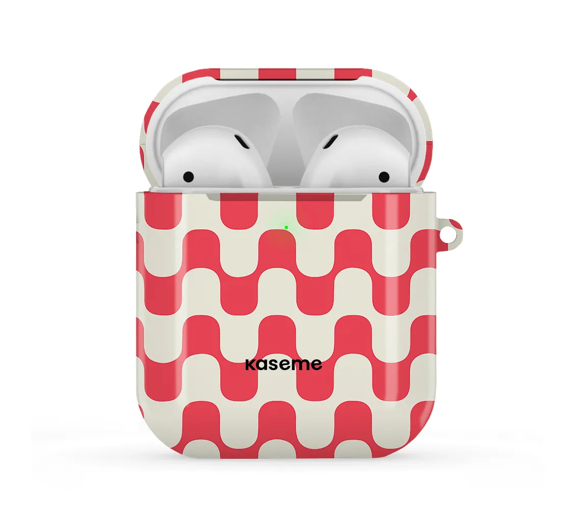 soft matte commuter airpods cover Hippy Red AirPods Case