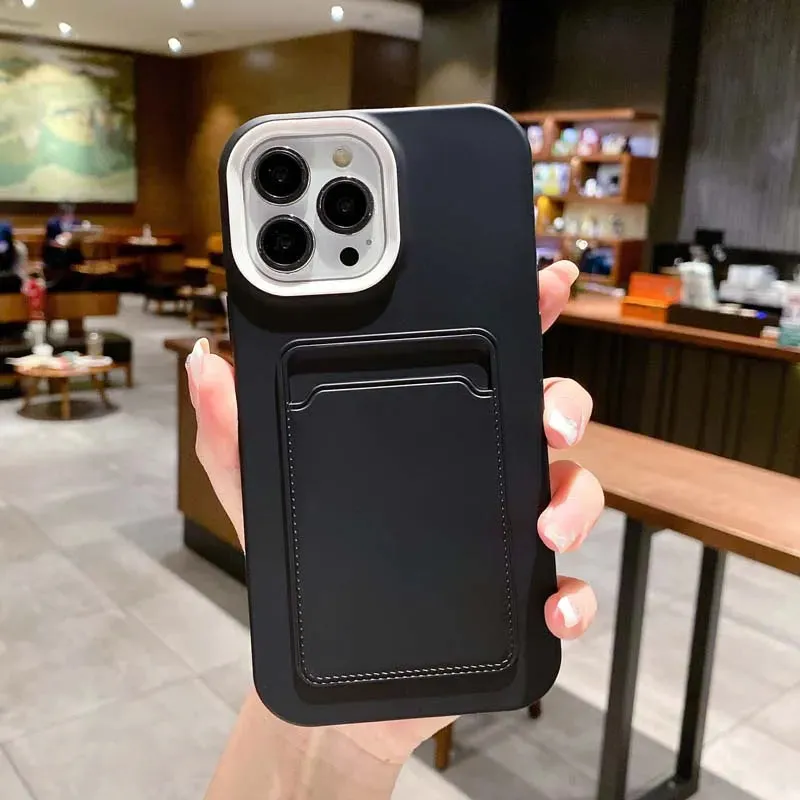 Elegant Style Fashion Design Bright Colour Silicone Card Holder Phone Case For iPhone 13 | 14 | 15 Models