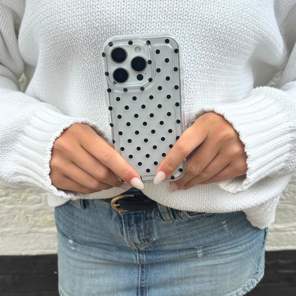 Clear Phone Case - Black Polka Dot Soft Touching High gloss