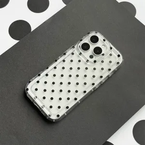 Light Frame Clear Phone Case - Black Polka Dot