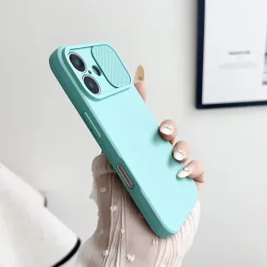 Clear Back Sliding Camera Cover Silicone Case for iPhone ?C Shockproof, Soft Touch, Lens Protection