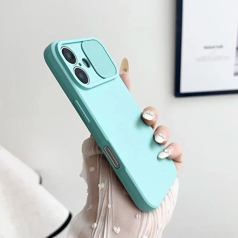 Clear Back Sliding Camera Cover Silicone Case for iPhone ?C Shockproof, Soft Touch, Lens Protection