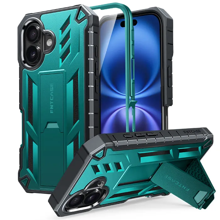 FNTCASE For iPhone 16 Plus 6.7 inch 2024 Phone Case: Military Grade Shockproof with Built-in Screen Protector and Kickstand Vivid Gradient Slim Profile